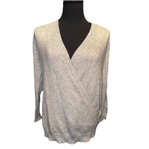 Emprada‎ Sweaters Womens Medium Heather Gray Knitted V Neck Comfort Winter Wear